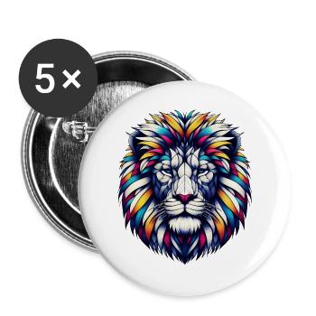 Lion - Buttons large 2.2''/56 mm (5-pack) - white - Front