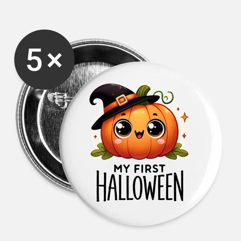 My First Halloween - Cute Pumpkin - Buttons large 2.2''/56 mm (5-pack) - white