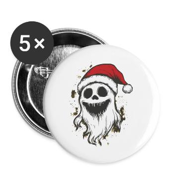 Halloween Gift Ghost with Christmas Hat Decoration - Buttons large 2.2''/56 mm (5-pack) - white - Front