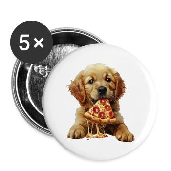 Chien - Lot de 5 grands badges (56 mm) - blanc - Devant
