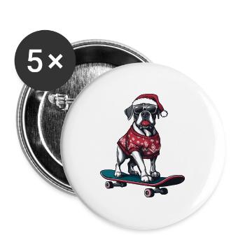 Great Dane Hund Weihnachten Skateboard - Buttons groß 56 mm (5er Pack) - Weiß - Vorne