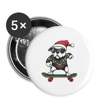 Dogo Argentino Dog Christmas Skateboard - Buttons large 2.2''/56 mm (5-pack) - white - Front