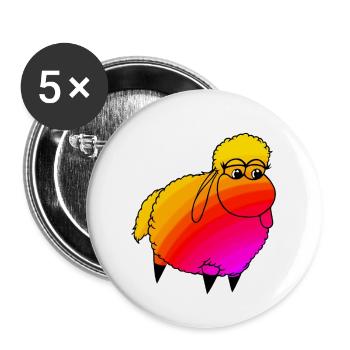Wolly Sheepling Rainbow Retro wave Gaming - Buttons groß 56 mm (5er Pack) - Weiß - Vorne
