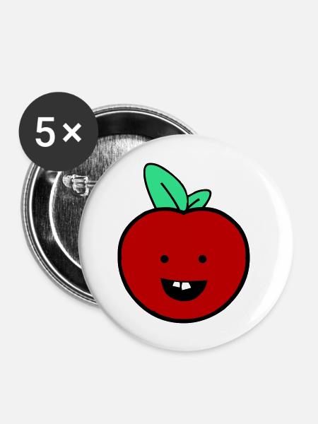 Apfel smile - Buttons groß 56 mm (5er Pack) - Weiß