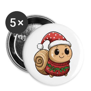 Schnecke Weihnachten Comic - Buttons groß 56 mm (5er Pack) - Weiß - Vorne