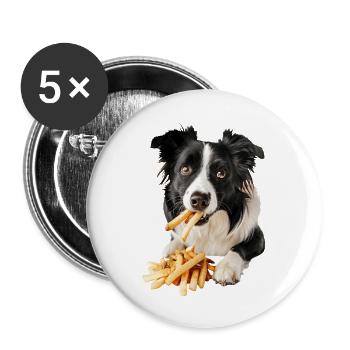 Border Collie - Buttons large 2.2''/56 mm (5-pack) - white - Front