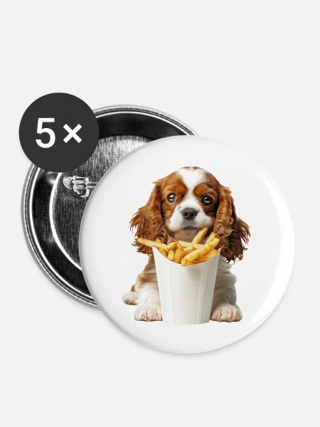 Cavalier King Spaniel - Buttons groß 56 mm (5er Pack) - Weiß