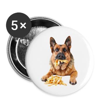 Berger allemand - Lot de 5 grands badges (56 mm) - blanc - Devant