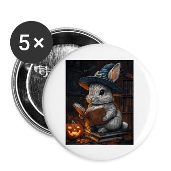 Cadeau d’Halloween Femmes Lapin Hommes Enfants Décoration - Lot de 5 grands badges (56 mm) - blanc - Devant