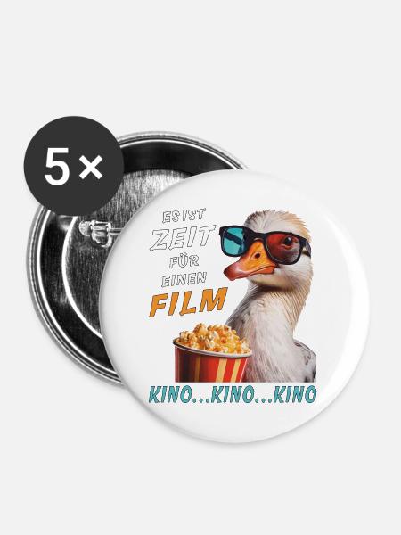 GANS ES IST ZEIT FÜR EINEN FILM - Buttons groß 56 mm (5er Pack) - Weiß