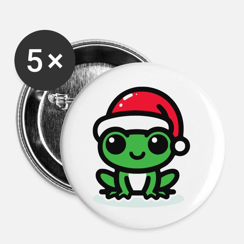 Christmas Frog Frog - Buttons large 2.2''/56 mm (5-pack) - white