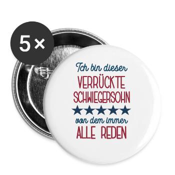 Schwiegersohn Geburtstag Bester Schwieger Sohn - Buttons groß 56 mm (5er Pack) - Weiß - Vorne