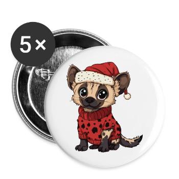 Hyäne Weihnachten Comic - Buttons groß 56 mm (5er Pack) - Weiß - Vorne