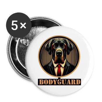 Bodyguard Dog in Suit - Buttons large 2.2''/56 mm (5-pack) - white - Front
