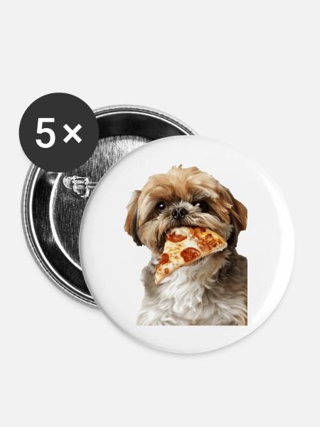 Shih Tzu - Buttons groß 56 mm (5er Pack) - Weiß