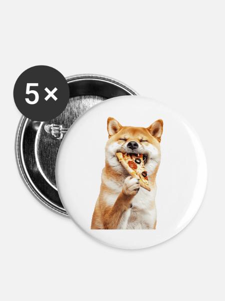 Shiba Inu - Buttons groß 56 mm (5er Pack) - Weiß