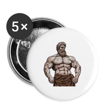 Bodybuilder Muscles Workout Gym - Buttons large 2.2''/56 mm (5-pack) - white - Front