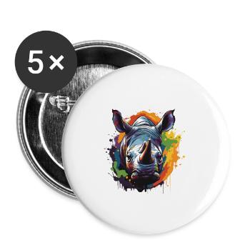Rhino Head Portrait Pop Art - Buttons large 2.2''/56 mm (5-pack) - white - Front