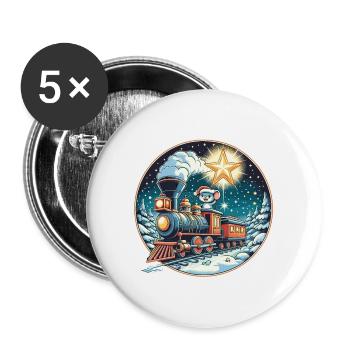 Christmas Mouse Railway Model Railway Kids - Buttons large 2.2''/56 mm (5-pack) - white - Front