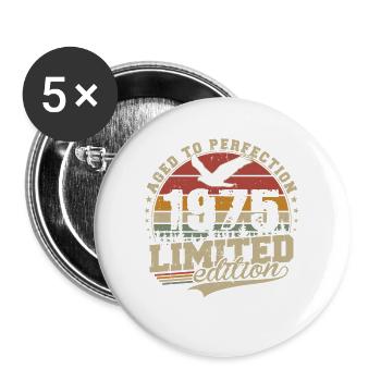 Vintage, 1975, Vintage, Anniversaire, Cadeau, Rétro - Lot de 5 grands badges (56 mm) - blanc - Devant