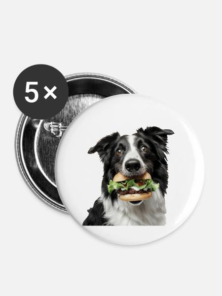 Border Collie - Buttons groß 56 mm (5er Pack) - Weiß