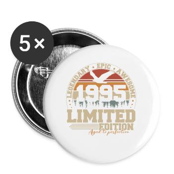 Millésime 1995 Vintage Cadeau d’anniversaire Rétro - Lot de 5 grands badges (56 mm) - blanc - Devant