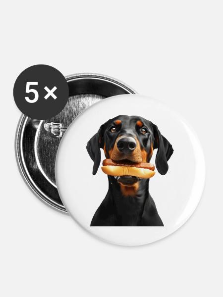 Dobermann - Buttons groß 56 mm (5er Pack) - Weiß