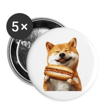 Shiba Inu - Buttons large 2.2''/56 mm (5-pack) - white - Front