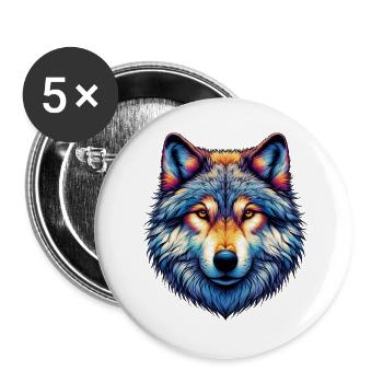 Wolf - Buttons large 2.2''/56 mm (5-pack) - white - Front