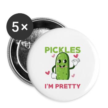 Feed Me Pickles & Tell Me I'm Pretty Pickle Vegan - Buttons groß 56 mm (5er Pack) - Weiß - Vorne