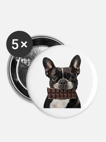 Boston Terrier - Buttons groß 56 mm (5er Pack) - Weiß