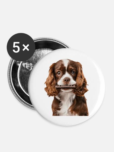 Cavalier King Spaniel - Buttons groß 56 mm (5er Pack) - Weiß