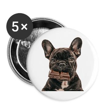 Bouledogue français - Lot de 5 grands badges (56 mm) - blanc - Devant