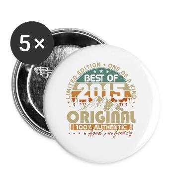 Original 2015 Vintage Birthday Gift Retro - Buttons large 2.2''/56 mm (5-pack) - white - Front