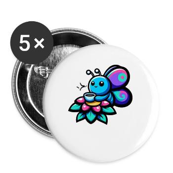 Fluttering Through Life Coffee Butterfly - Buttons large 2.2''/56 mm (5-pack) - white - Front