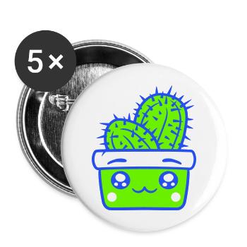 Cher Cactus Cactus Kawaii Visage Mignon Épineux - Lot de 5 grands badges (56 mm) - blanc - Devant