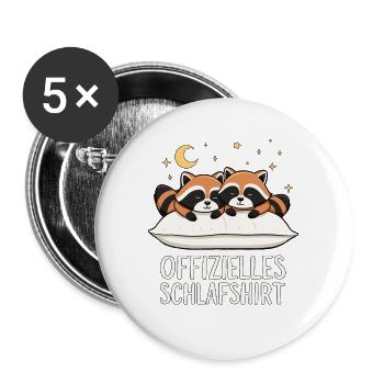 Chemise de nuit officielle Raccoon Paire de raton laveur - Lot de 5 grands badges (56 mm) - blanc - Devant