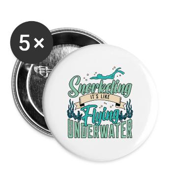 Snorkeling It's Like Flying Underwater Scuba Diver - Buttons groß 56 mm (5er Pack) - Weiß - Vorne