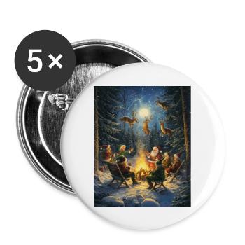 Père Noël Femmes Hommes Enfants Noël - Lot de 5 grands badges (56 mm) - blanc - Devant