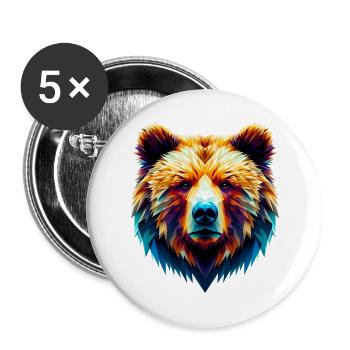 Ours polygonal - Lot de 5 grands badges (56 mm) - blanc - Devant