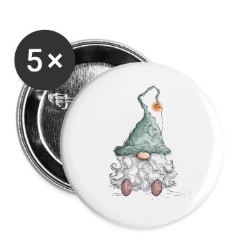 Gnome Dwarf Christmas Gnome Holidays - Buttons large 2.2''/56 mm (5-pack) - white - Front