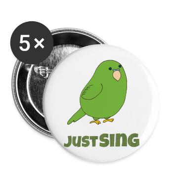 wellensittich just sing - Buttons groß 56 mm (5er Pack) - Weiß - Vorne