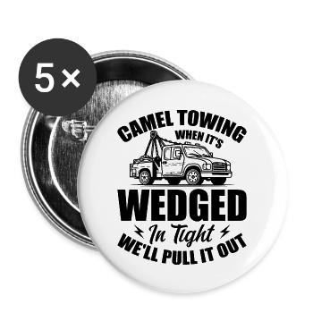 Camel Towing Adult Humor - Buttons large 2.2''/56 mm (5-pack) - white - Front