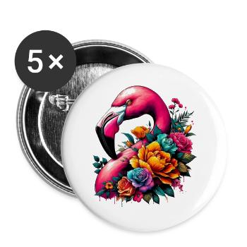 Flamingo - Buttons groß 56 mm (5er Pack) - Weiß - Vorne