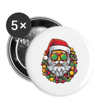 Santa Claus Colorful Christmas Santa - Buttons large 2.2''/56 mm (5-pack) - white - Front