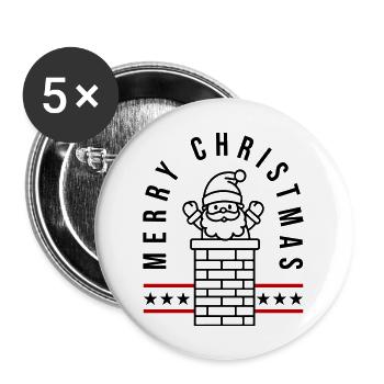 Joyeux Noël Père Noël - Lot de 5 grands badges (56 mm) - blanc - Devant