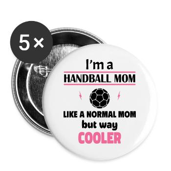 Ich bin eine Handball-Mama - Buttons groß 56 mm (5er Pack) - Weiß - Vorne