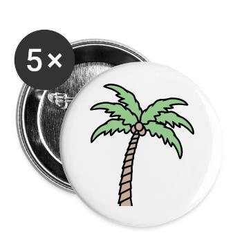 Palme Insel Baum Strand Urlaub Kokosnuss Meer Cool - Buttons groß 56 mm (5er Pack) - Weiß - Vorne