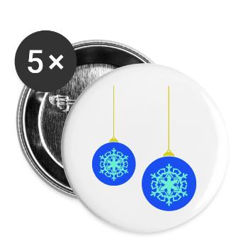 Boules de Noël - Lot de 5 grands badges (56 mm) - blanc - Devant