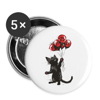 25 Jahre Geschenk 25. Geburtstag Katze - Buttons groß 56 mm (5er Pack) - Weiß - Vorne
